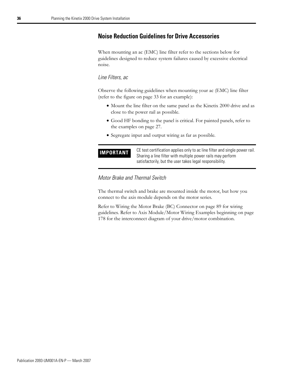 Noise reduction guidelines for drive accessories | Rockwell Automation 2093-xxxx Kinetix 2000 Multi-axis Servo Drive User Manual User Manual | Page 36 / 226