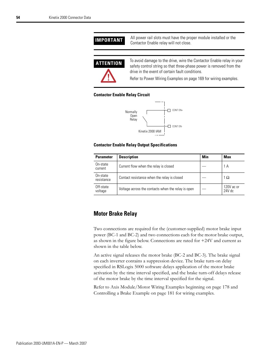 Motor brake relay | Rockwell Automation 2093-xxxx Kinetix 2000 Multi-axis Servo Drive User Manual User Manual | Page 54 / 226