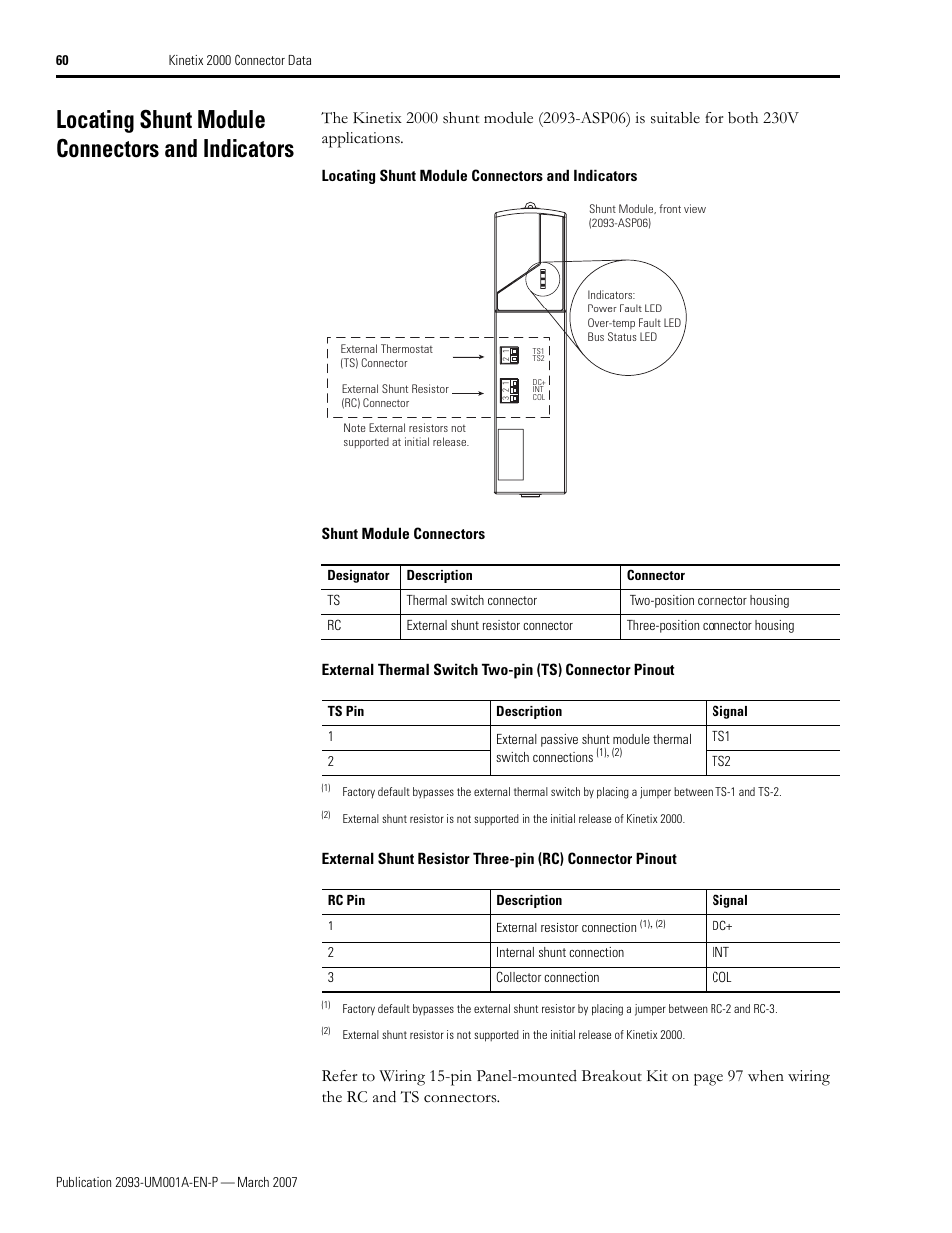 Locating shunt module connectors and indicators | Rockwell Automation 2093-xxxx Kinetix 2000 Multi-axis Servo Drive User Manual User Manual | Page 60 / 226