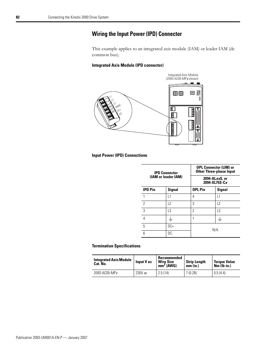 Wiring the input power (ipd) connector | Rockwell Automation 2093-xxxx Kinetix 2000 Multi-axis Servo Drive User Manual User Manual | Page 82 / 226