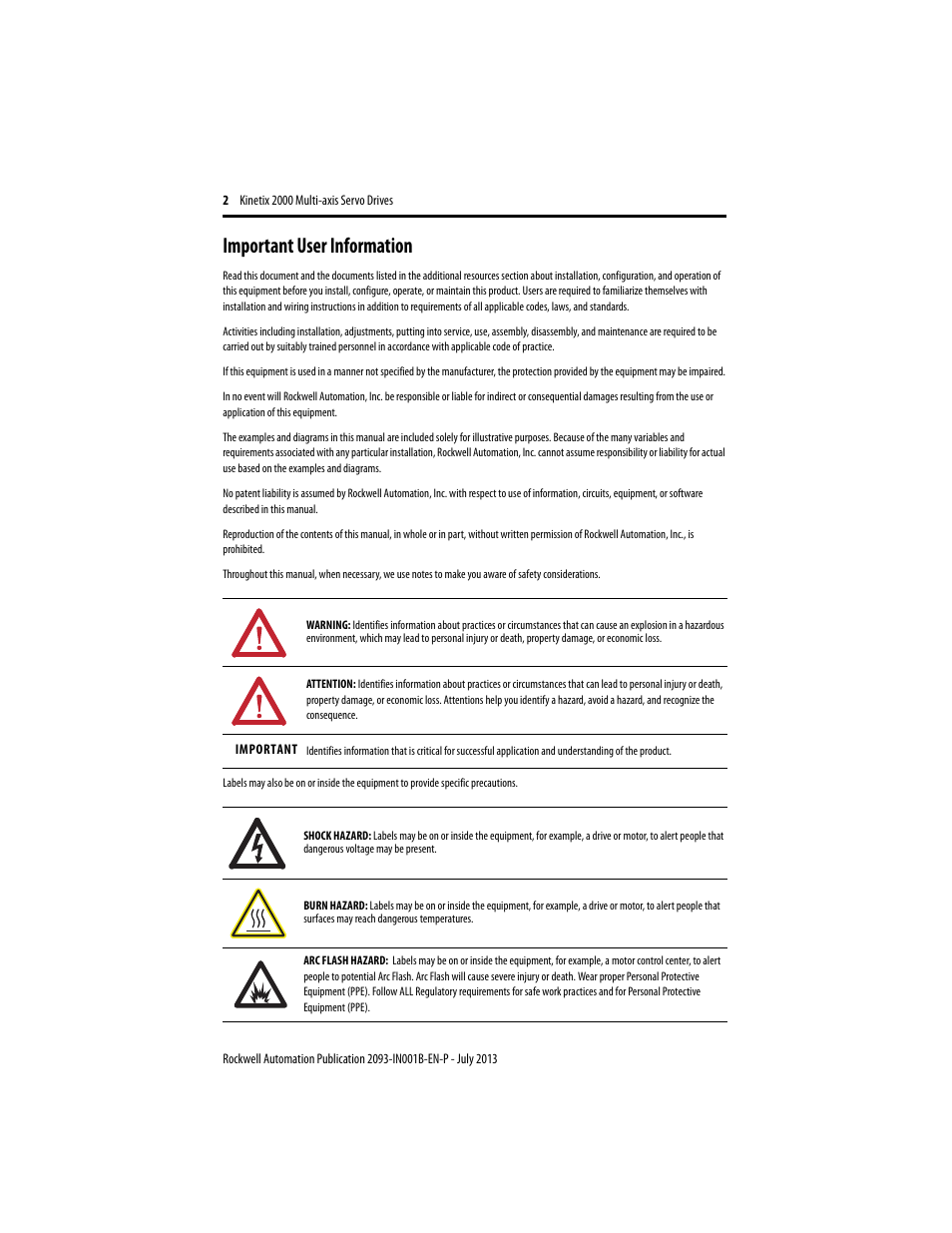 Important user information | Rockwell Automation 2093-AMxx Kinetix 2000 Integrated Axis Module and Axis Module Installation Instructions User Manual | Page 2 / 16