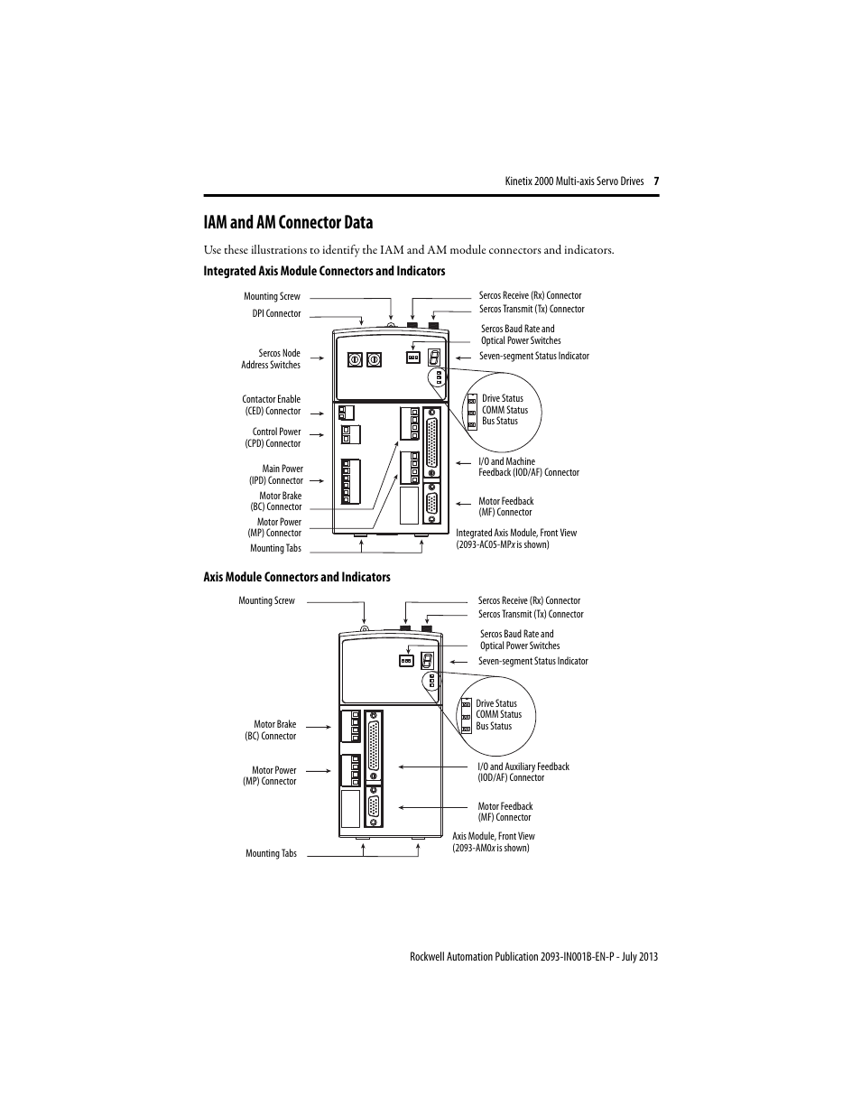 Iam and am connector data | Rockwell Automation 2093-AMxx Kinetix 2000 Integrated Axis Module and Axis Module Installation Instructions User Manual | Page 7 / 16