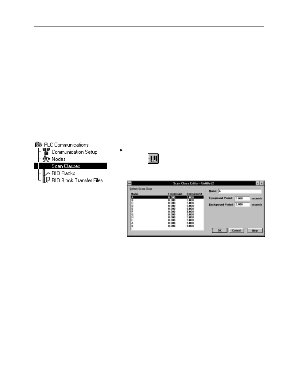 Configuring scan classes | Rockwell Automation 2711E PanelBuilder 1400e Modbus Communications User Manual | Page 28 / 76