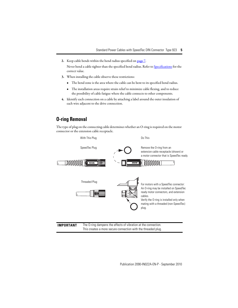 O-ring removal | Rockwell Automation 2090-CPxxx Standard Power Cables with SpeedTec DIN Connector Type 923 User Manual | Page 5 / 8