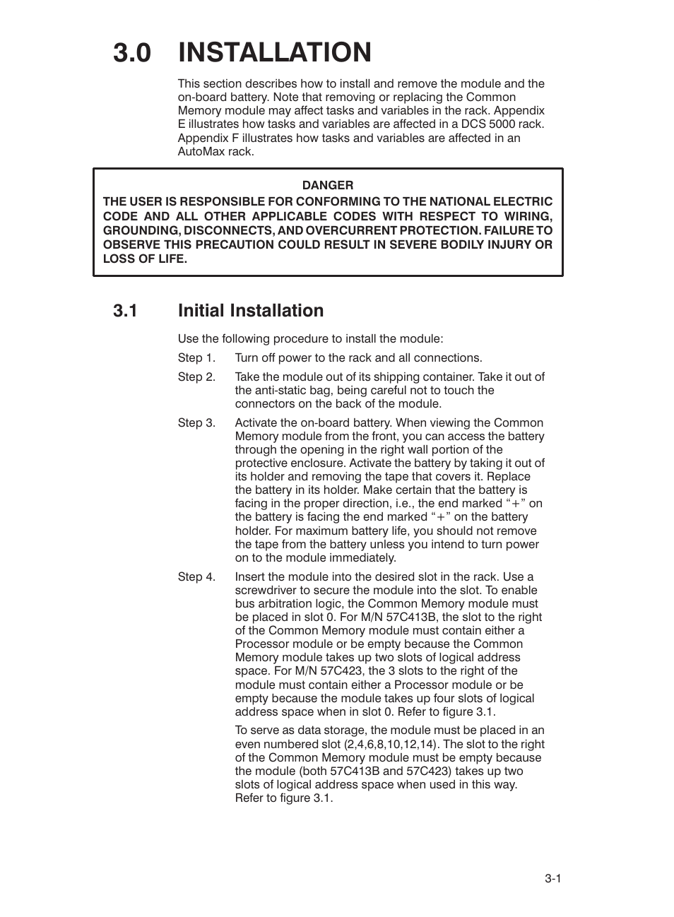 0 installation, 1 initial installation | Rockwell Automation 57C423 Common Memory Module User Manual | Page 13 / 40