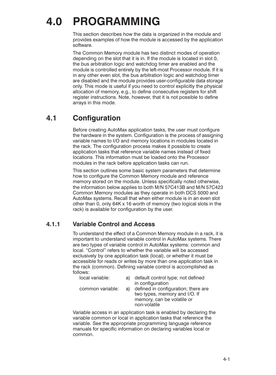 0 programming, 1 configuration, 1 variable control and access | Rockwell Automation 57C423 Common Memory Module User Manual | Page 17 / 40
