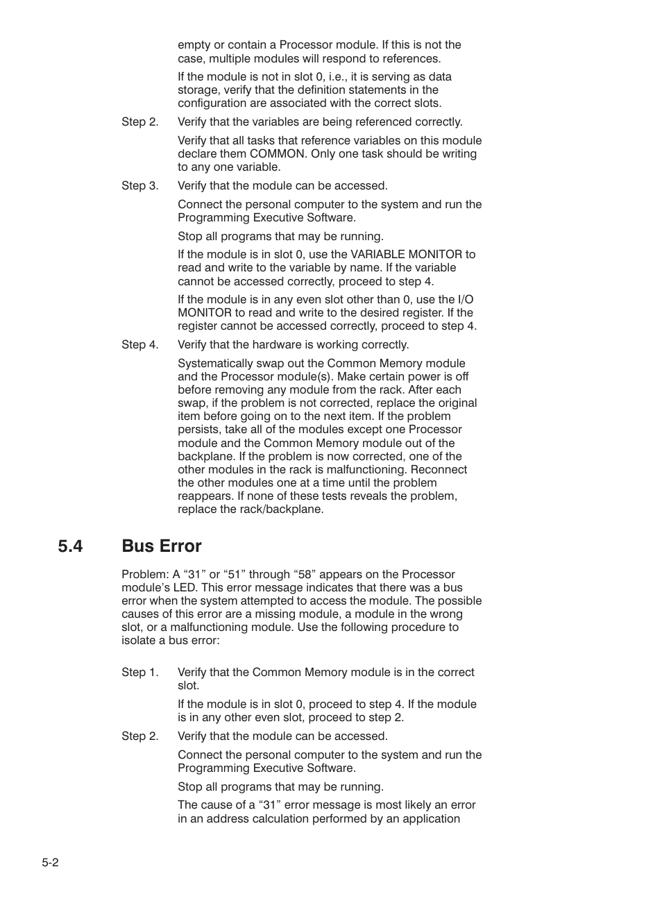 4 bus error | Rockwell Automation 57C423 Common Memory Module User Manual | Page 22 / 40