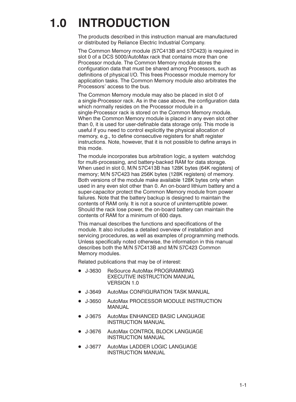 0 introduction | Rockwell Automation 57C423 Common Memory Module User Manual | Page 7 / 40