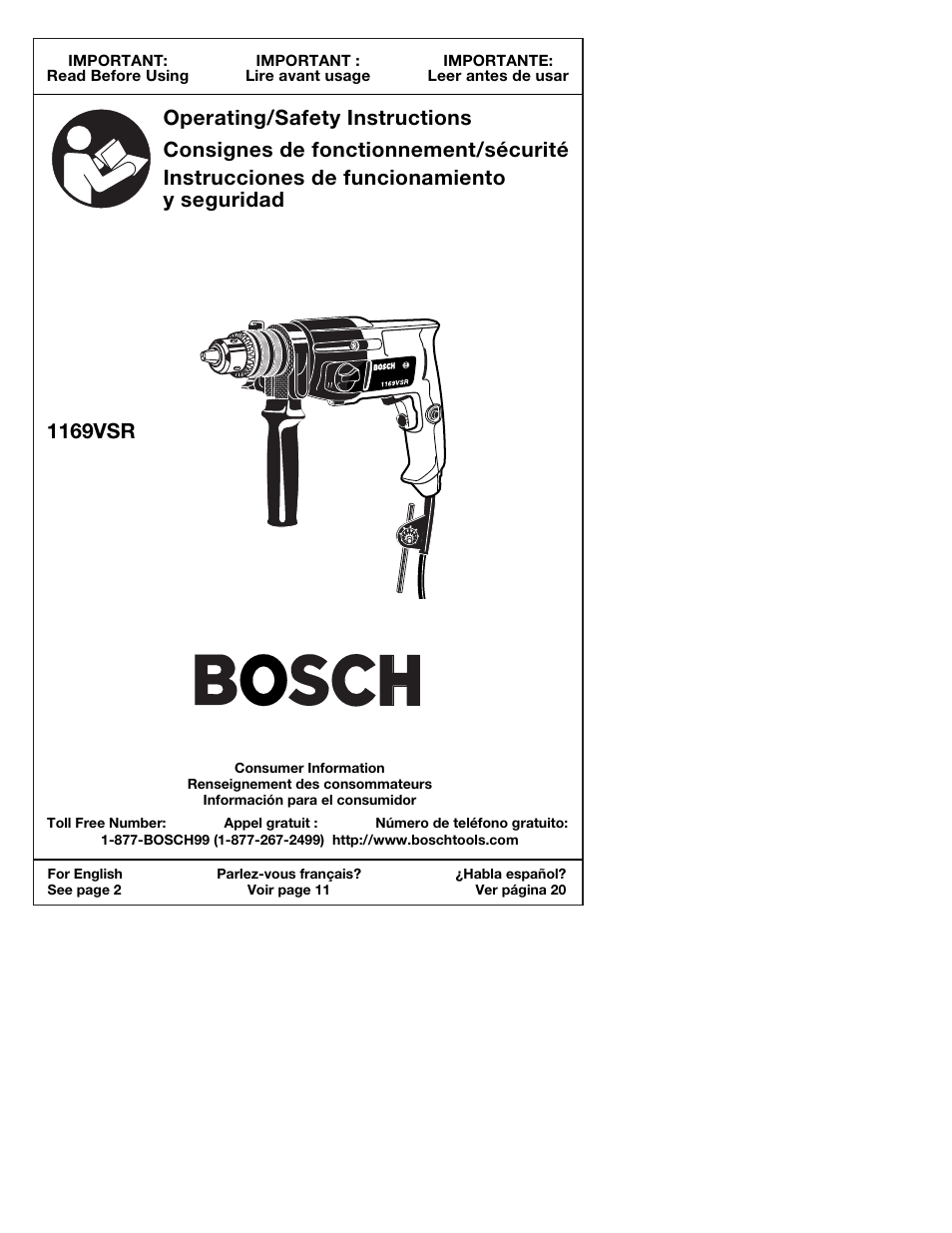 Bosch 1169VSR User Manual | 32 pages