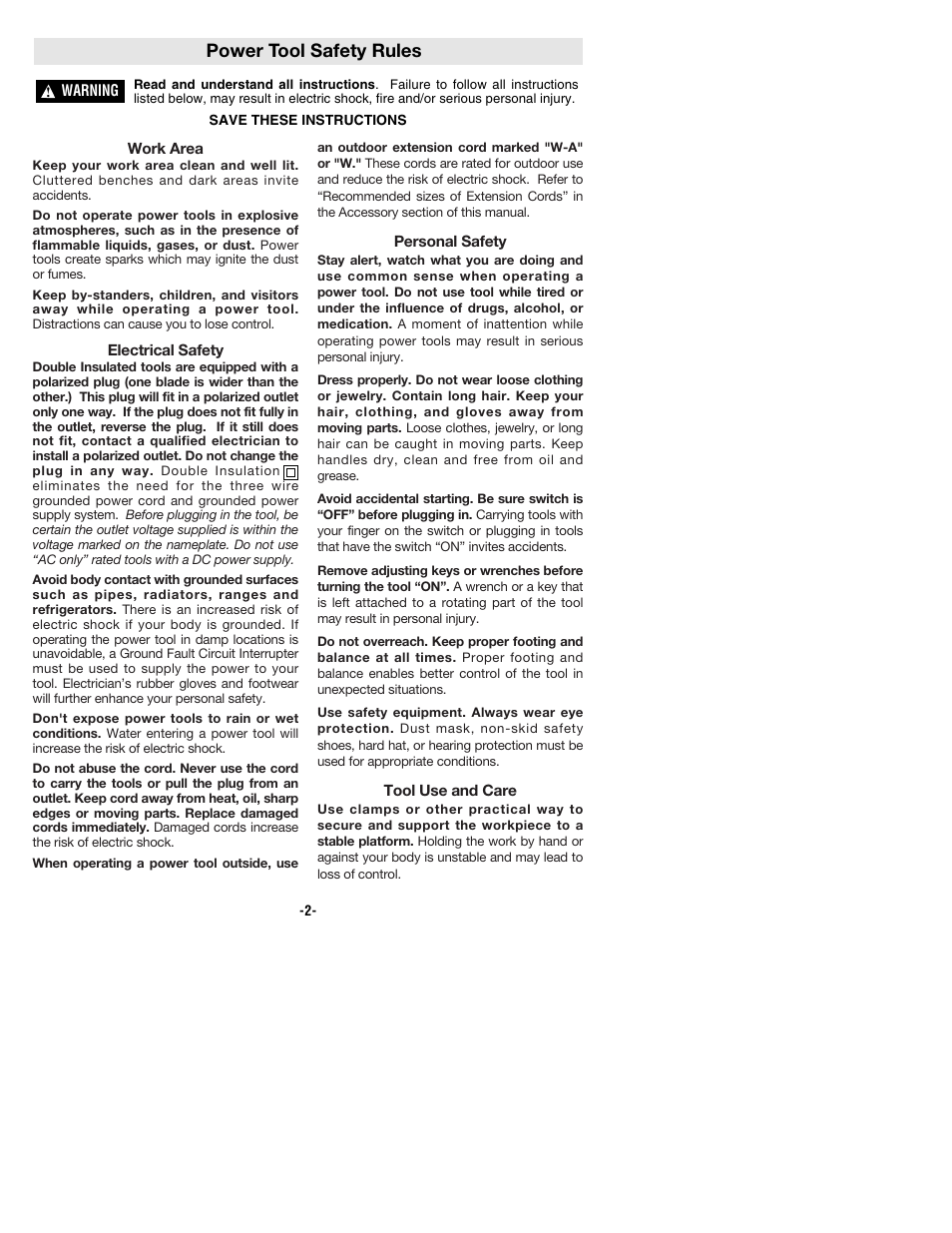 Power tool safety rules | Bosch 1169VSR User Manual | Page 2 / 32