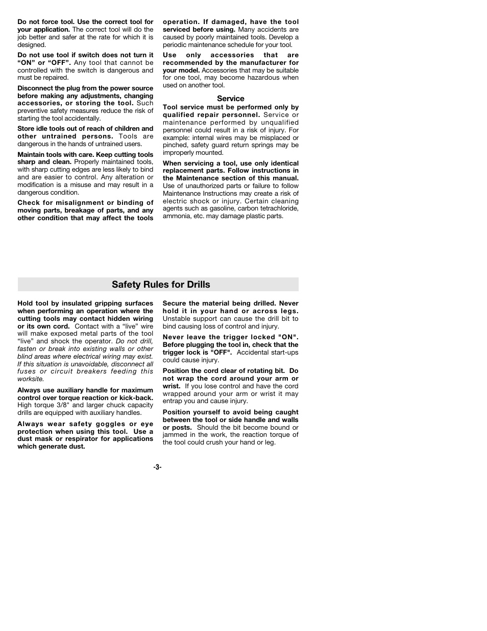 Safety rules for drills | Bosch 1169VSR User Manual | Page 3 / 32