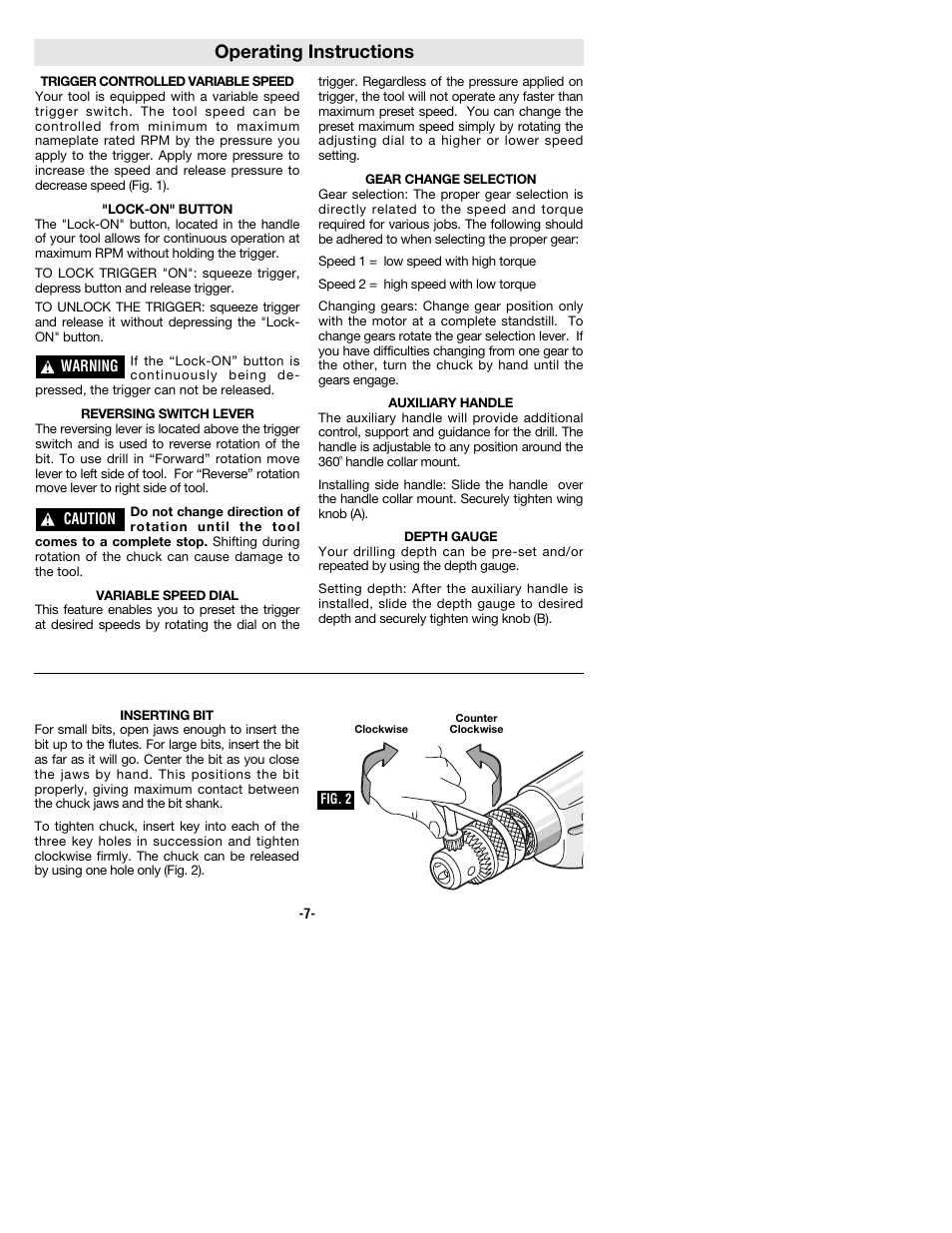 Operating instructions | Bosch 1169VSR User Manual | Page 7 / 32