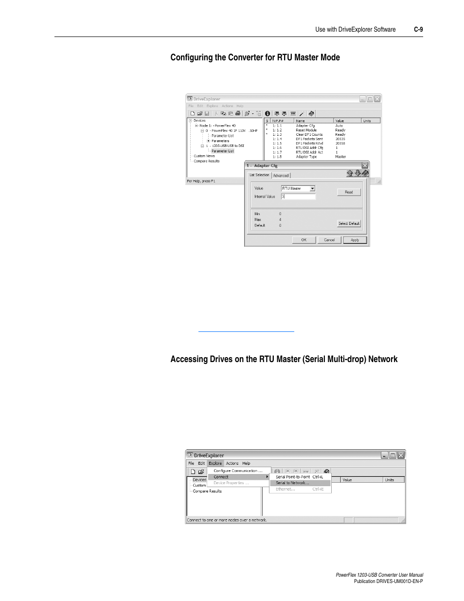 Configuring the converter for rtu master mode | Rockwell Automation 1203-USB  Converter User Manual | Page 73 / 112