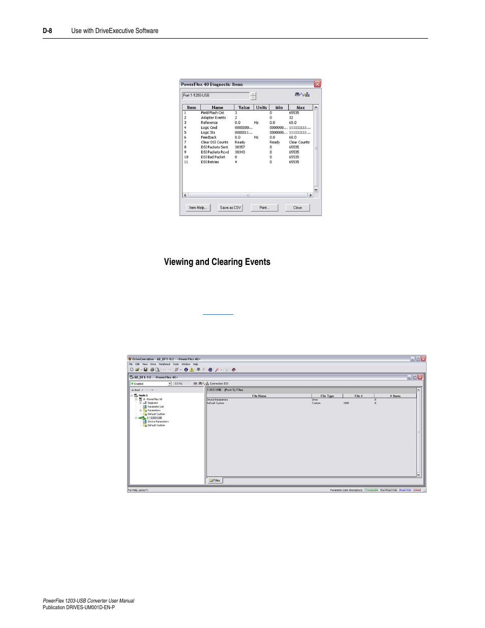 Viewing and clearing events | Rockwell Automation 1203-USB  Converter User Manual | Page 82 / 112