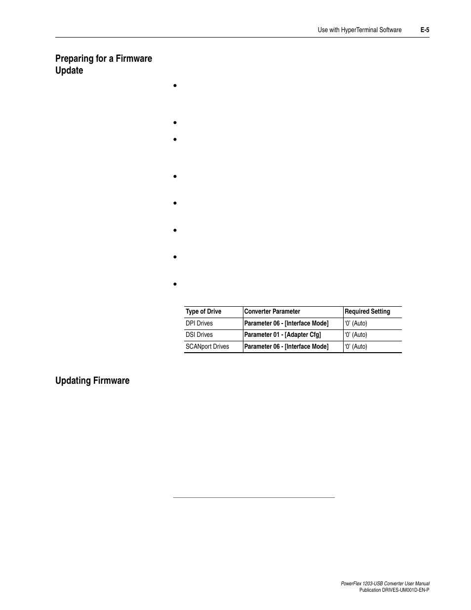 Preparing for a firmware update, Updating firmware | Rockwell Automation 1203-USB  Converter User Manual | Page 95 / 112