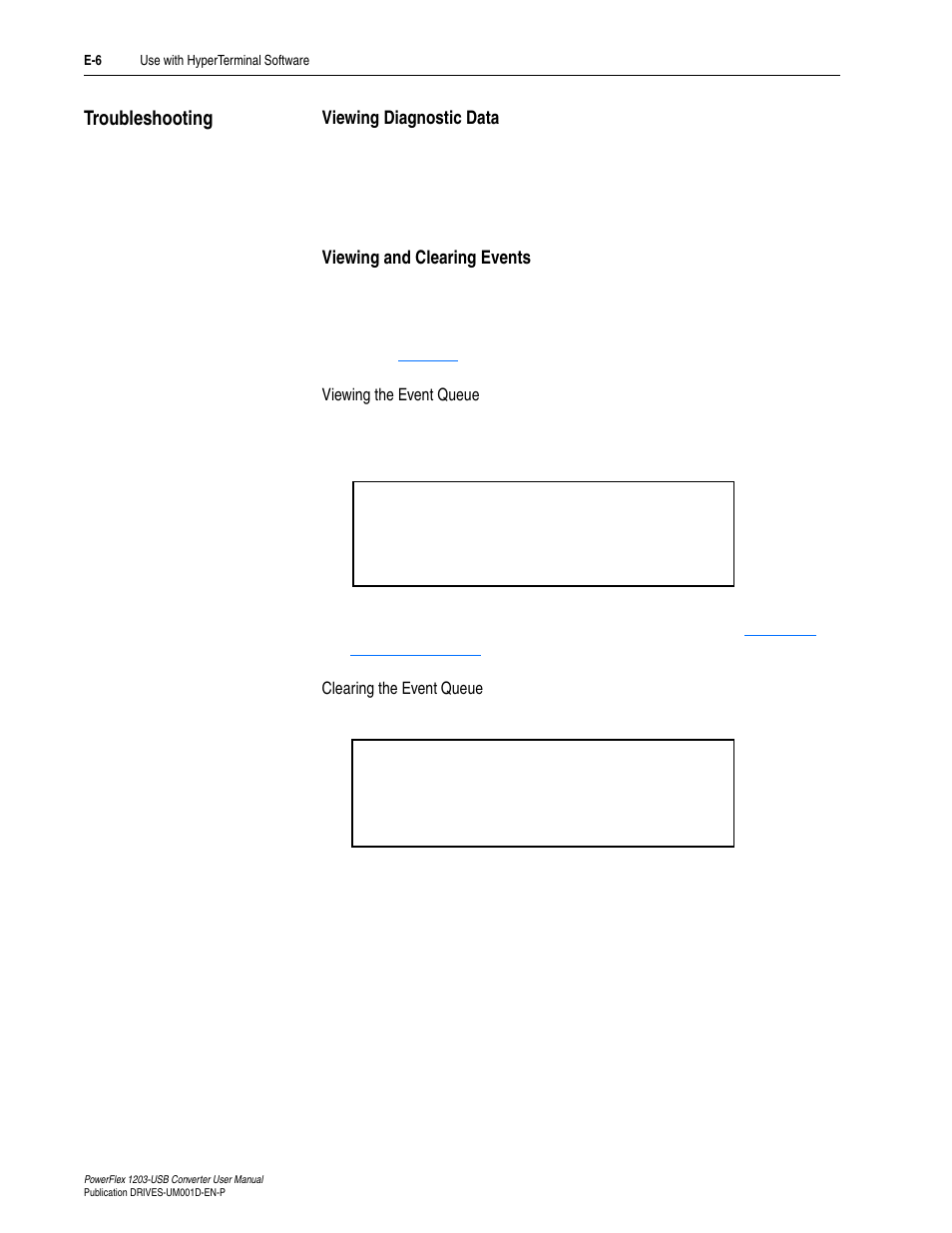 Troubleshooting, Viewing diagnostic data, Viewing and clearing events | Rockwell Automation 1203-USB  Converter User Manual | Page 96 / 112