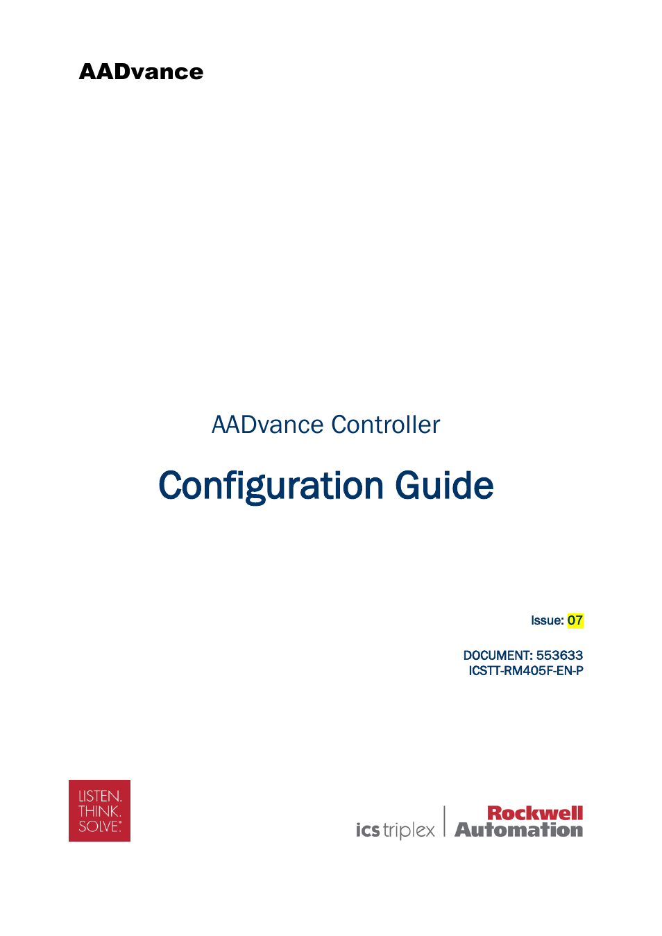 Rockwell Automation AADvance Controller Configuration Guide User Manual | 286 pages
