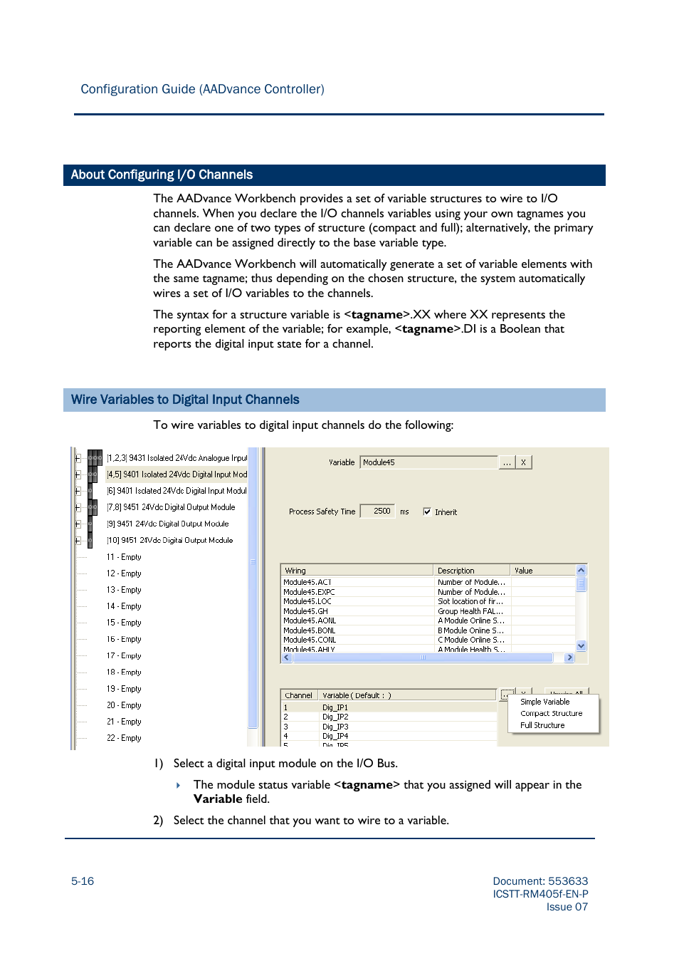 About configuring i/o channels | Rockwell Automation AADvance Controller Configuration Guide User Manual | Page 114 / 286