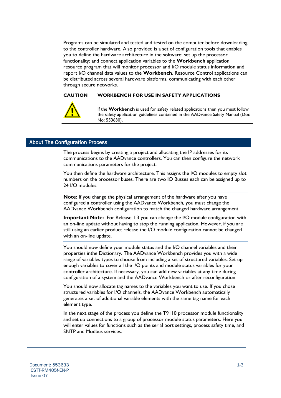 About the configuration process | Rockwell Automation AADvance Controller Configuration Guide User Manual | Page 17 / 286