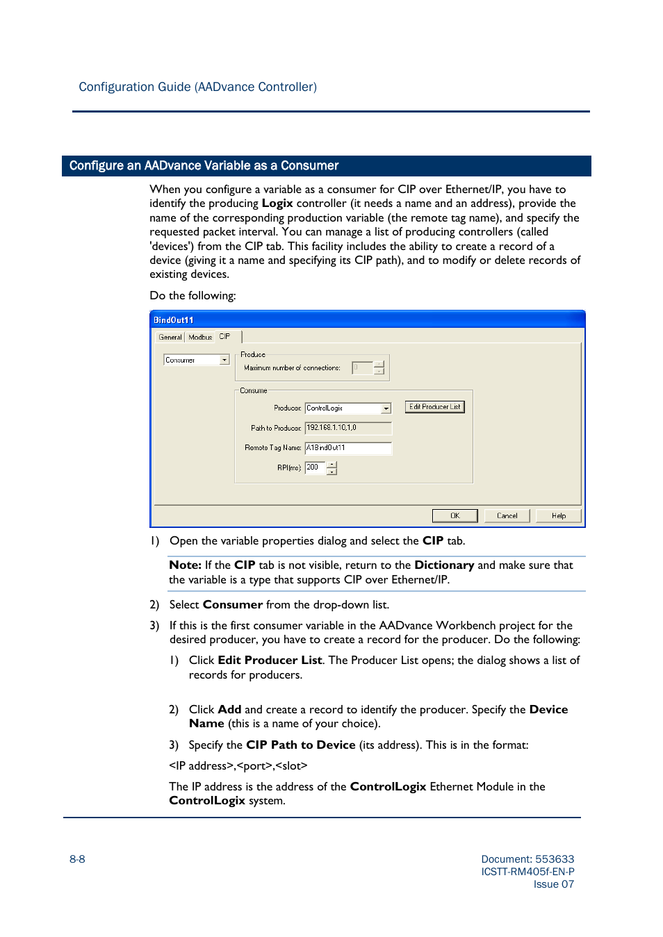 Configure an aadvance variable as a consumer -8 | Rockwell Automation AADvance Controller Configuration Guide User Manual | Page 178 / 286