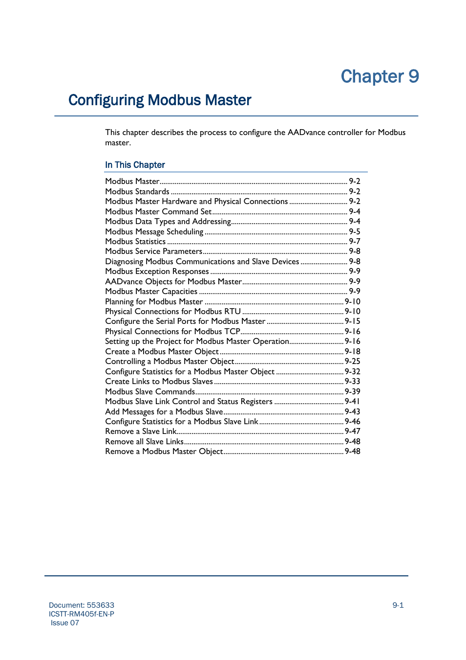 Chapter 9, Configuring modbus master | Rockwell Automation AADvance Controller Configuration Guide User Manual | Page 187 / 286