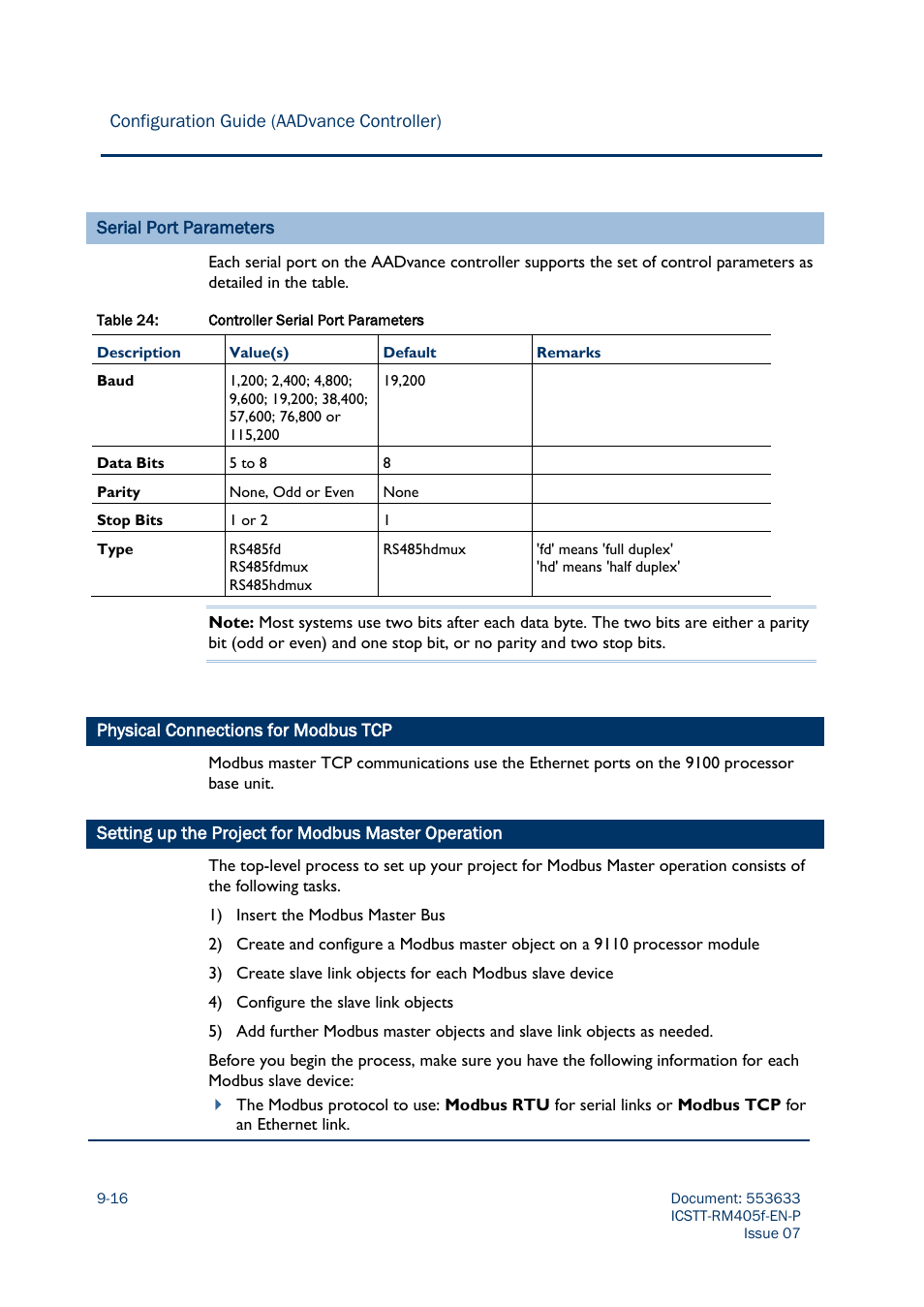 Physical connections for modbus tcp -16 | Rockwell Automation AADvance Controller Configuration Guide User Manual | Page 202 / 286