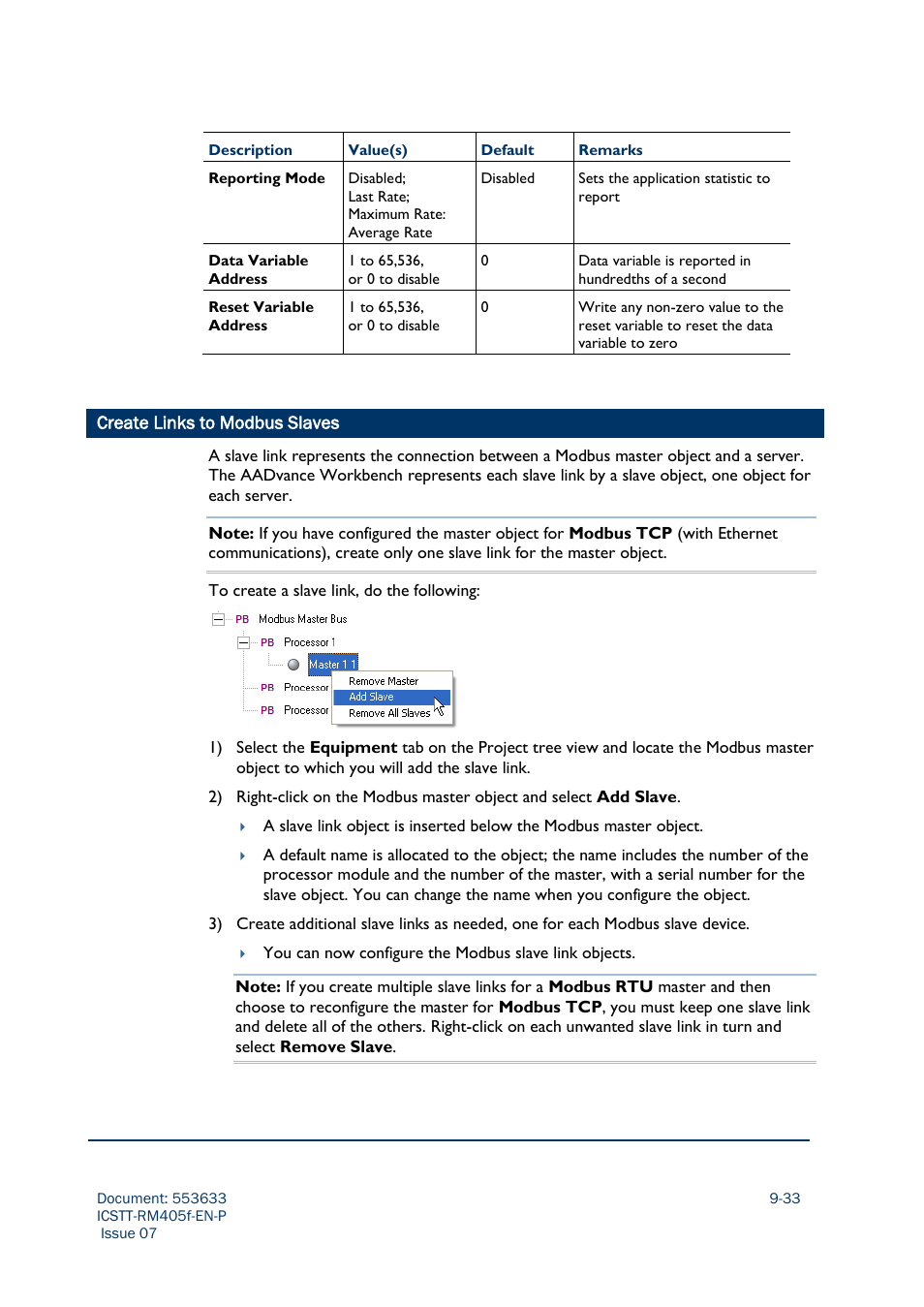 Create links to modbus slaves | Rockwell Automation AADvance Controller Configuration Guide User Manual | Page 219 / 286