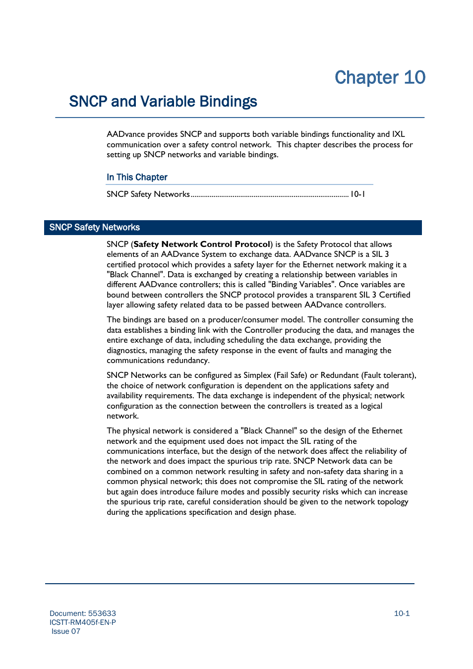 Chapter 10, Sncp and variable bindings | Rockwell Automation AADvance Controller Configuration Guide User Manual | Page 235 / 286