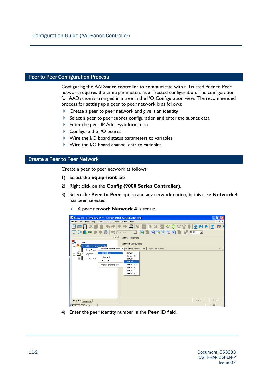 Peer to peer configuration process -2, Create a peer to peer network | Rockwell Automation AADvance Controller Configuration Guide User Manual | Page 250 / 286