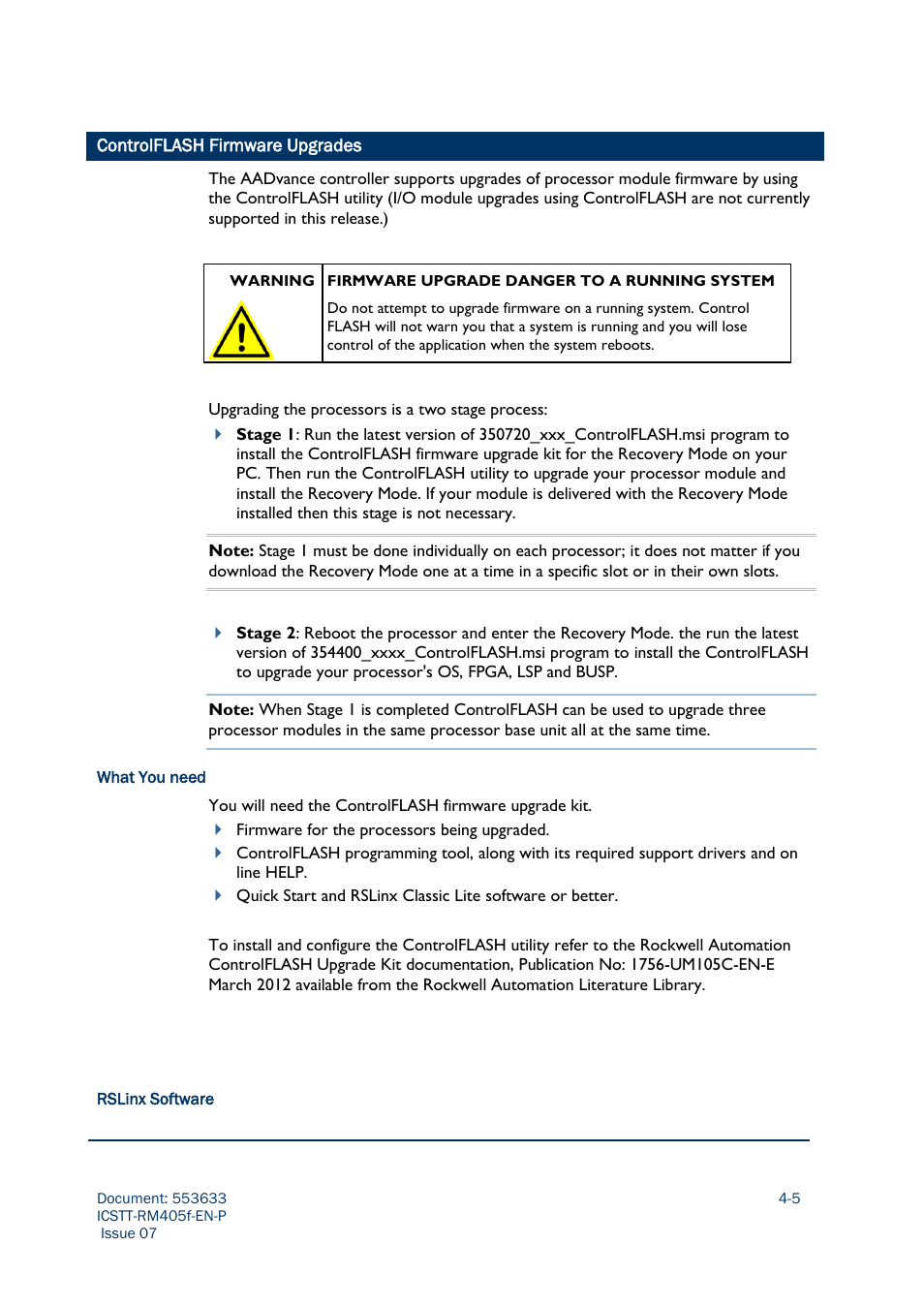 Controlflash firmware upgrades -5 | Rockwell Automation AADvance Controller Configuration Guide User Manual | Page 45 / 286