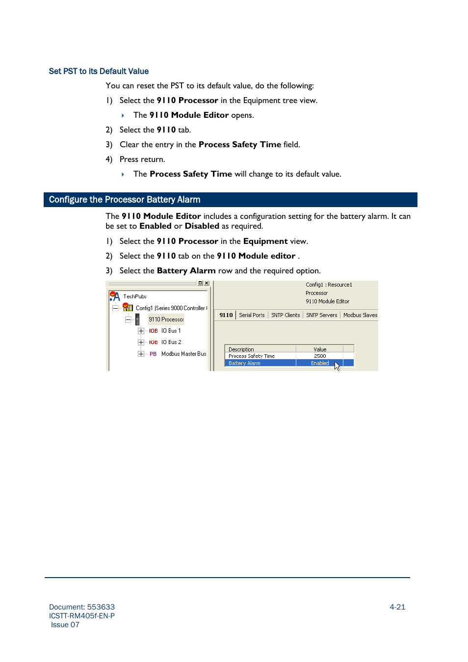 Configure the processor battery alarm -21 | Rockwell Automation AADvance Controller Configuration Guide User Manual | Page 61 / 286