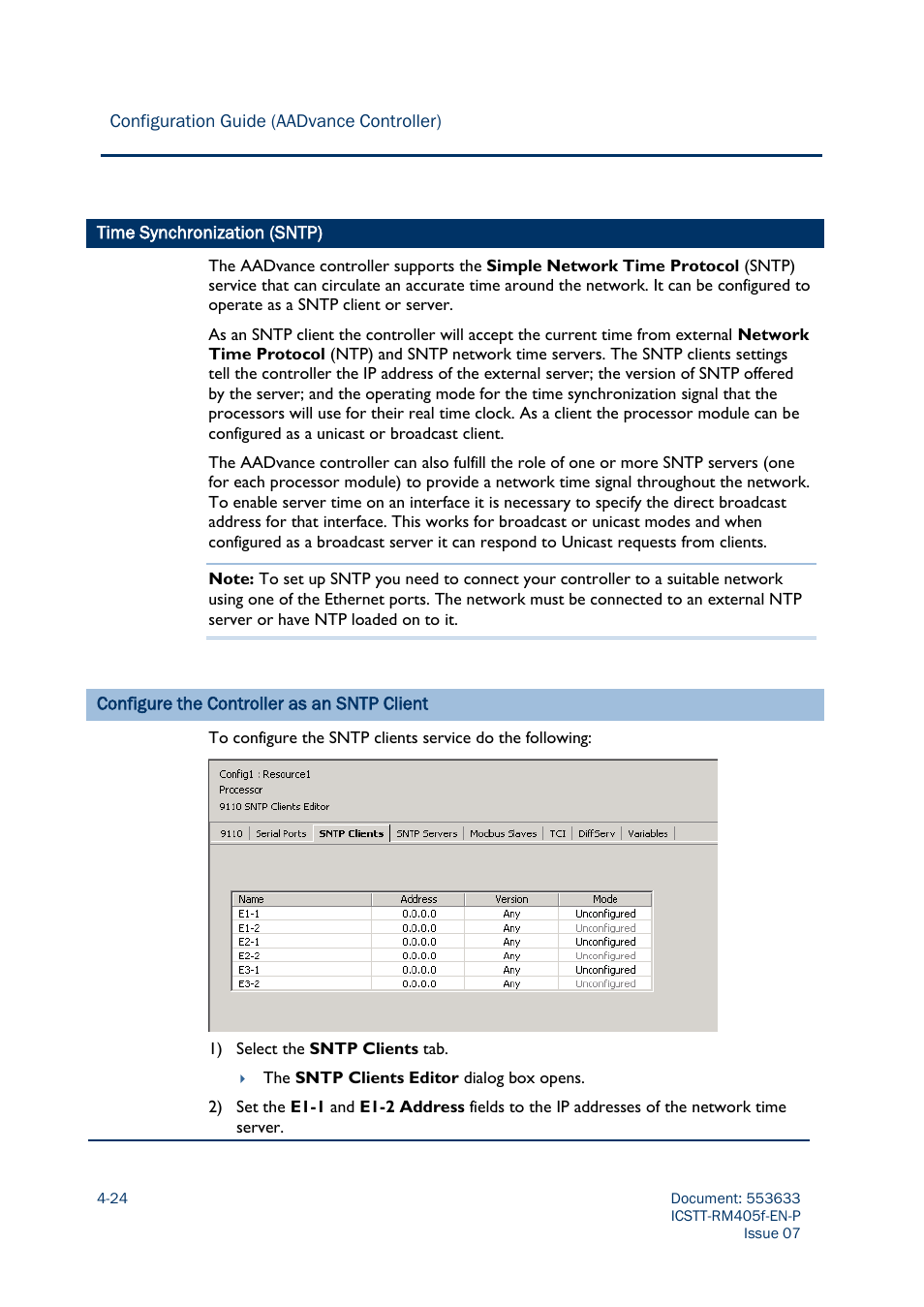 Time synchronization (sntp) | Rockwell Automation AADvance Controller Configuration Guide User Manual | Page 64 / 286