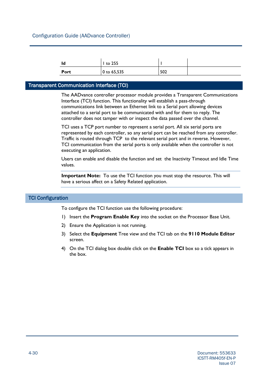 Transparent communication interface (tci) -30 | Rockwell Automation AADvance Controller Configuration Guide User Manual | Page 70 / 286