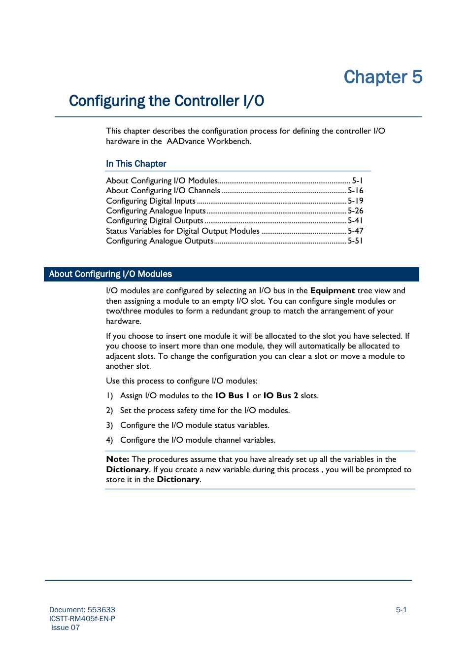 Chapter 5, Configuring the controller i/o | Rockwell Automation AADvance Controller Configuration Guide User Manual | Page 99 / 286