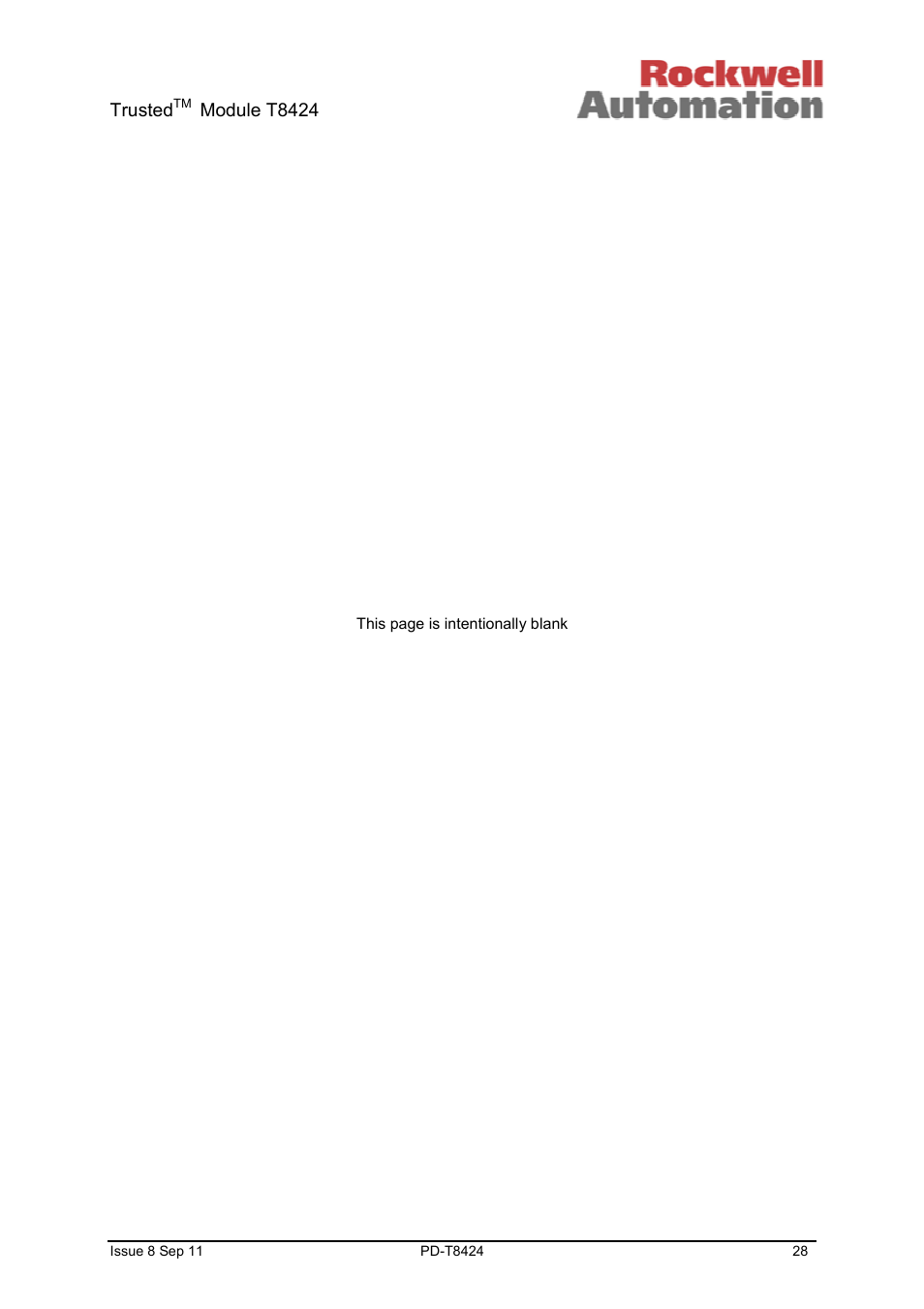 Trusted, Module t8424 | Rockwell Automation T8424 Trusted TMR 120Vac Digital Input Module User Manual | Page 28 / 29
