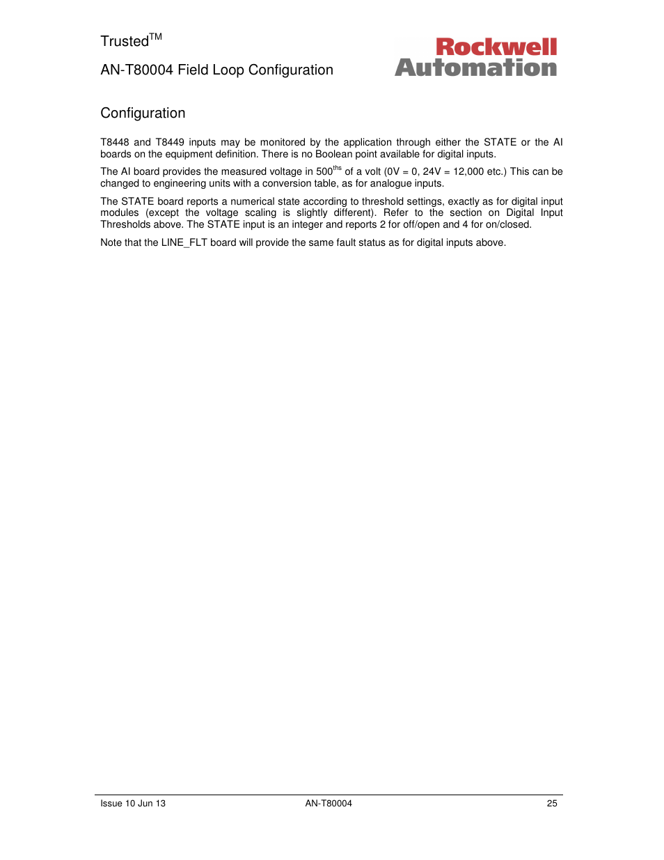Trusted, Configuration | Rockwell Automation T80004 Application Note Field Loop Configuration User Manual | Page 25 / 56