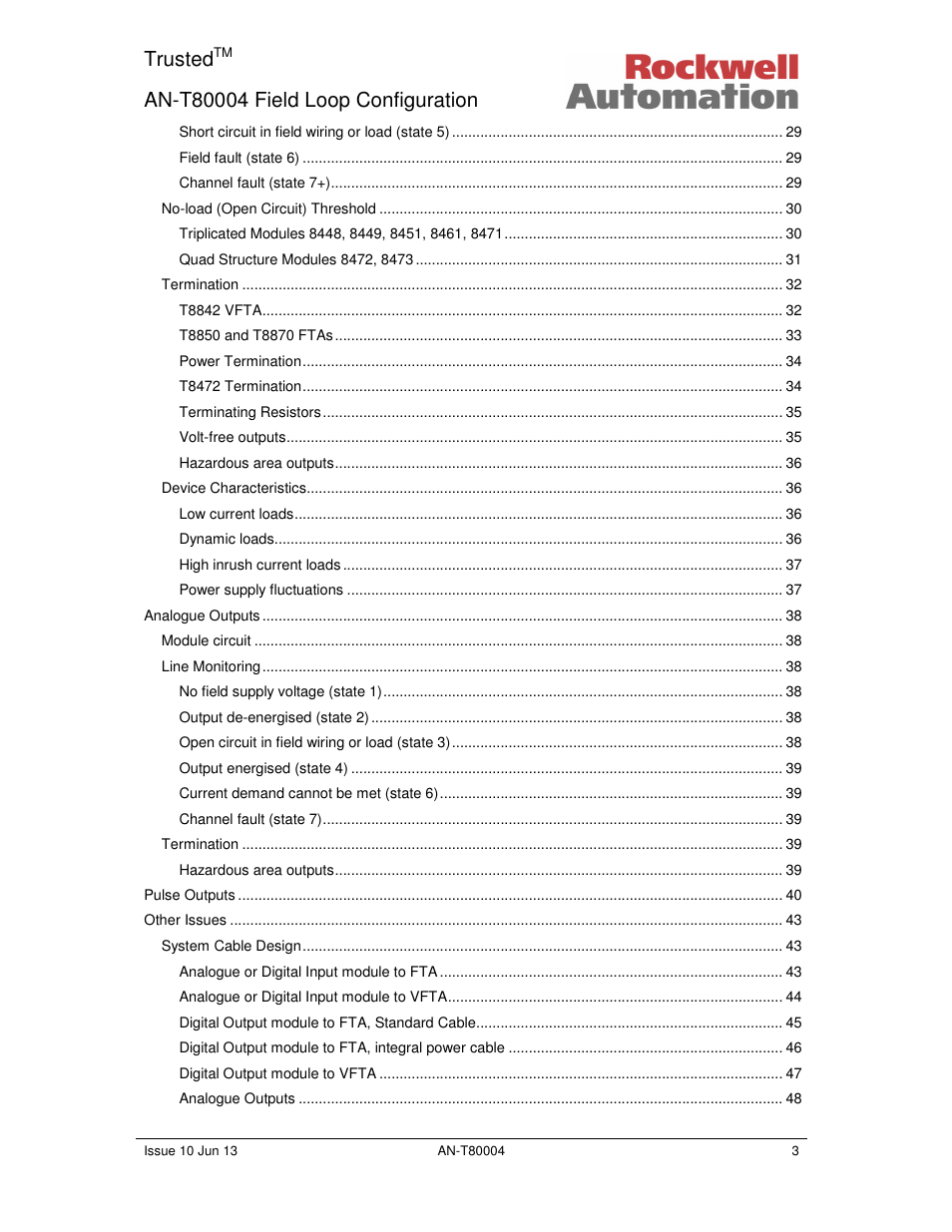 Trusted | Rockwell Automation T80004 Application Note Field Loop Configuration User Manual | Page 3 / 56