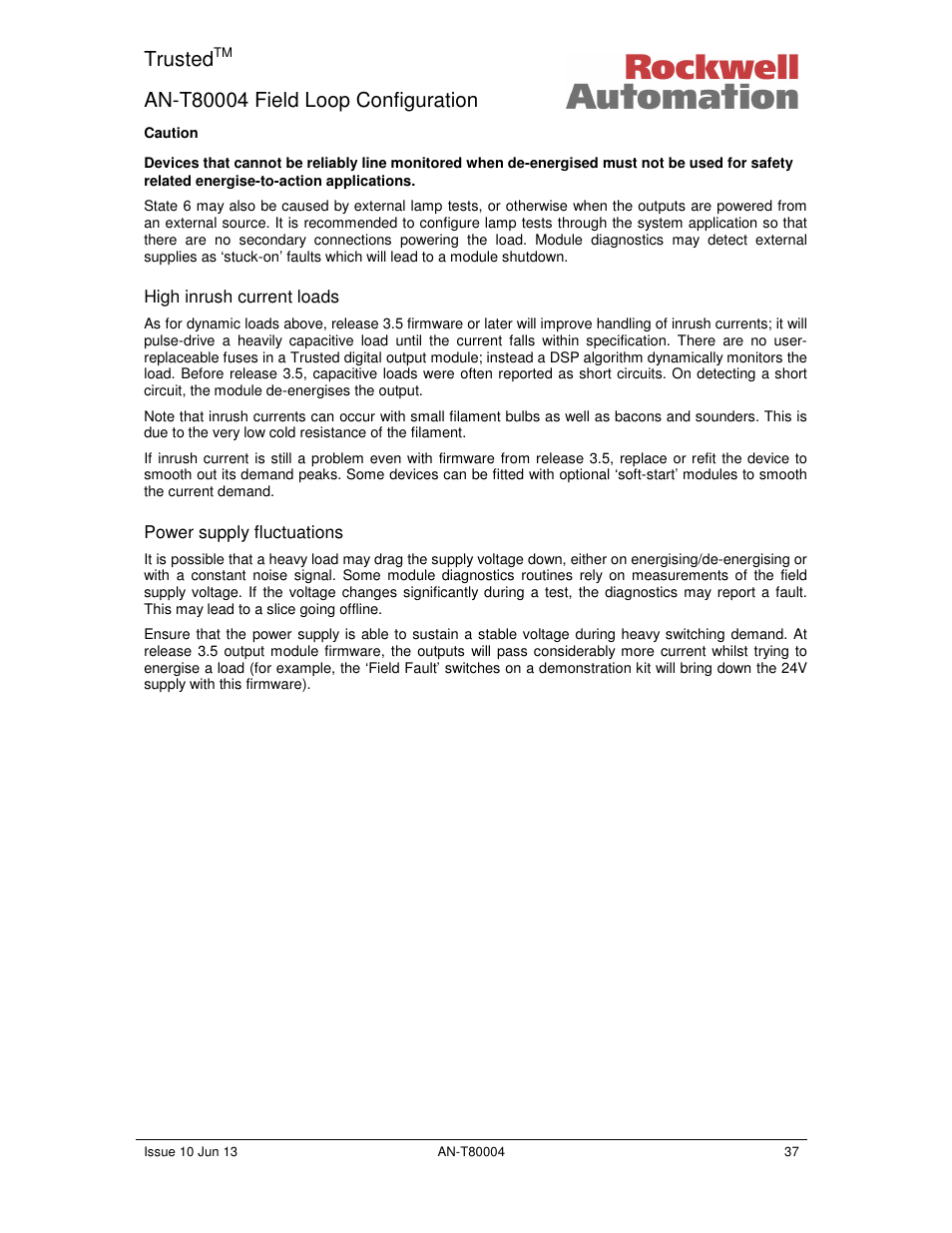 Trusted | Rockwell Automation T80004 Application Note Field Loop Configuration User Manual | Page 37 / 56