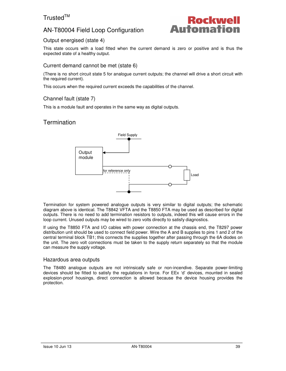 Trusted, Termination | Rockwell Automation T80004 Application Note Field Loop Configuration User Manual | Page 39 / 56
