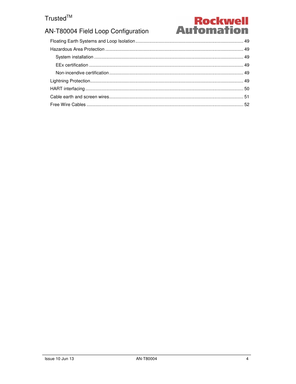 Trusted | Rockwell Automation T80004 Application Note Field Loop Configuration User Manual | Page 4 / 56