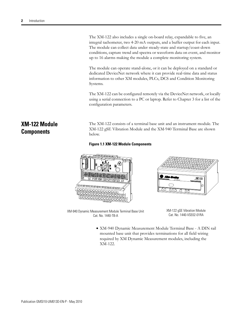 Xm-122 module components | Rockwell Automation 1440-VSE02-01RA XM-122 gSE Vibration Module User Manual | Page 12 / 216