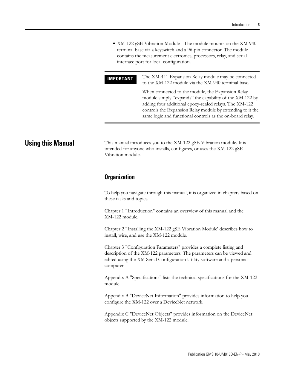 Using this manual, Organization | Rockwell Automation 1440-VSE02-01RA XM-122 gSE Vibration Module User Manual | Page 13 / 216