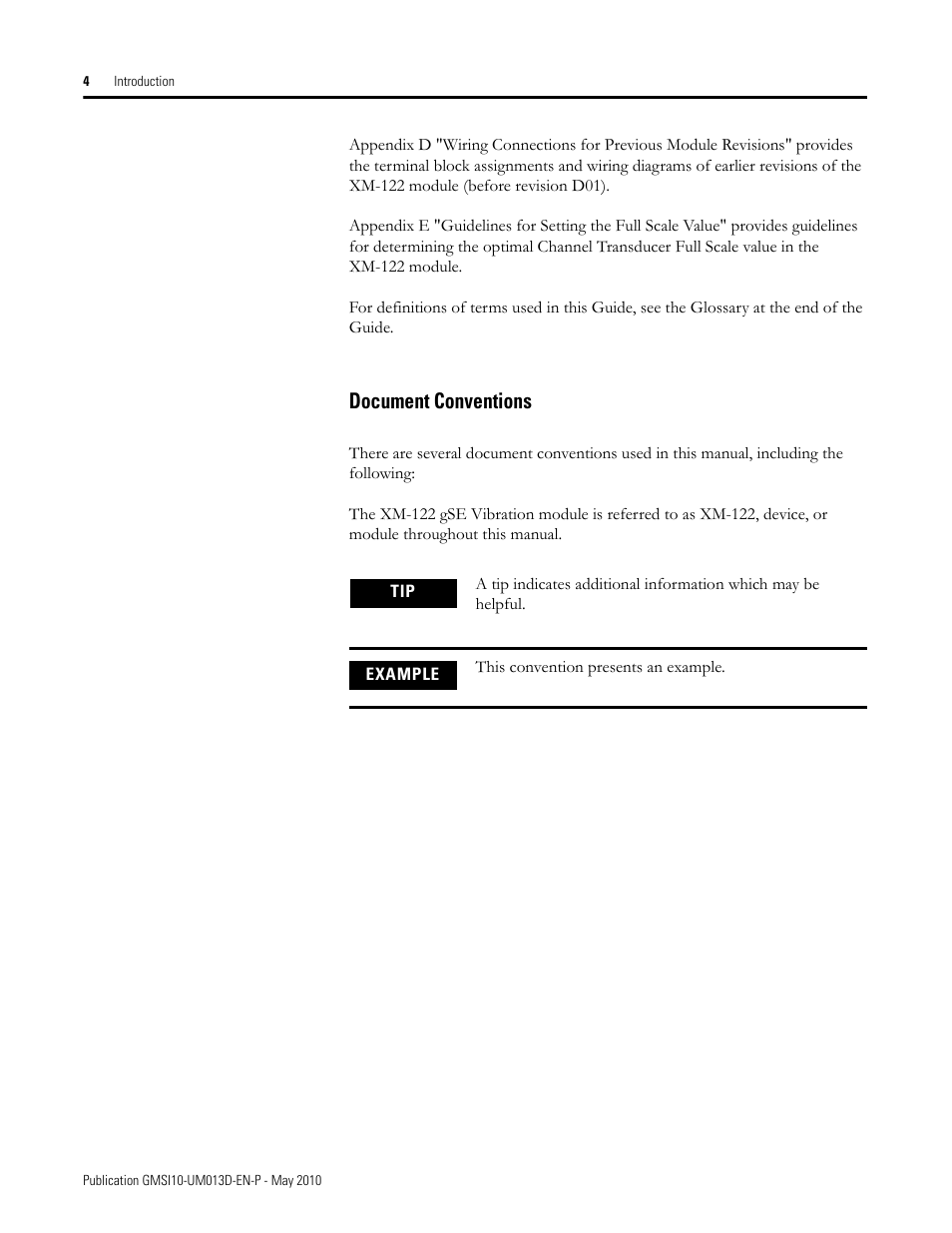 Document conventions | Rockwell Automation 1440-VSE02-01RA XM-122 gSE Vibration Module User Manual | Page 14 / 216