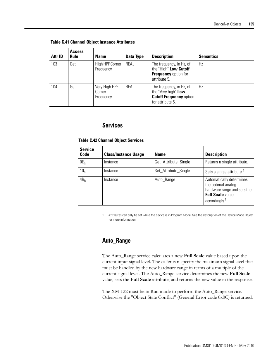 Services, Auto_range, Services auto_range | Rockwell Automation 1440-VSE02-01RA XM-122 gSE Vibration Module User Manual | Page 165 / 216