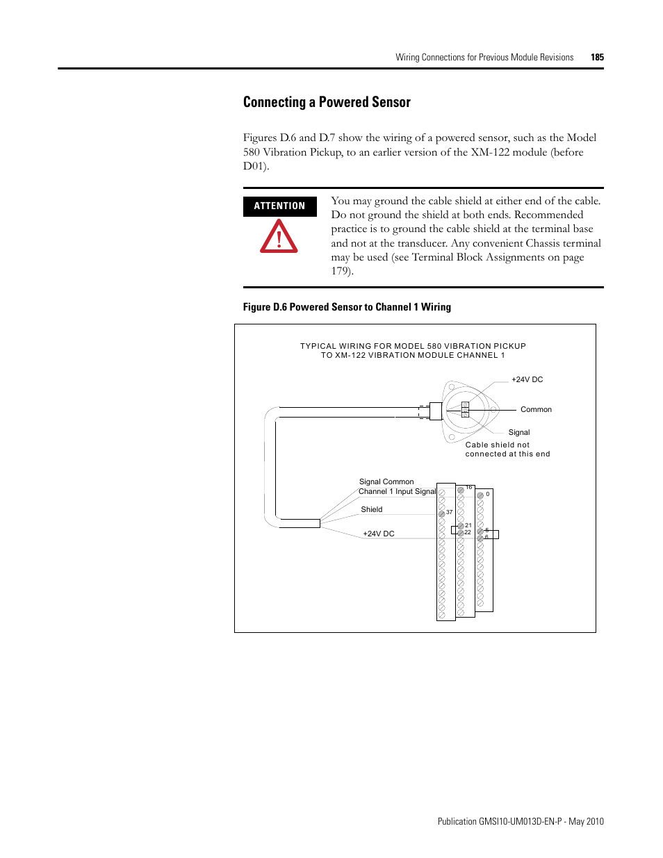 Connecting a powered sensor | Rockwell Automation 1440-VSE02-01RA XM-122 gSE Vibration Module User Manual | Page 195 / 216