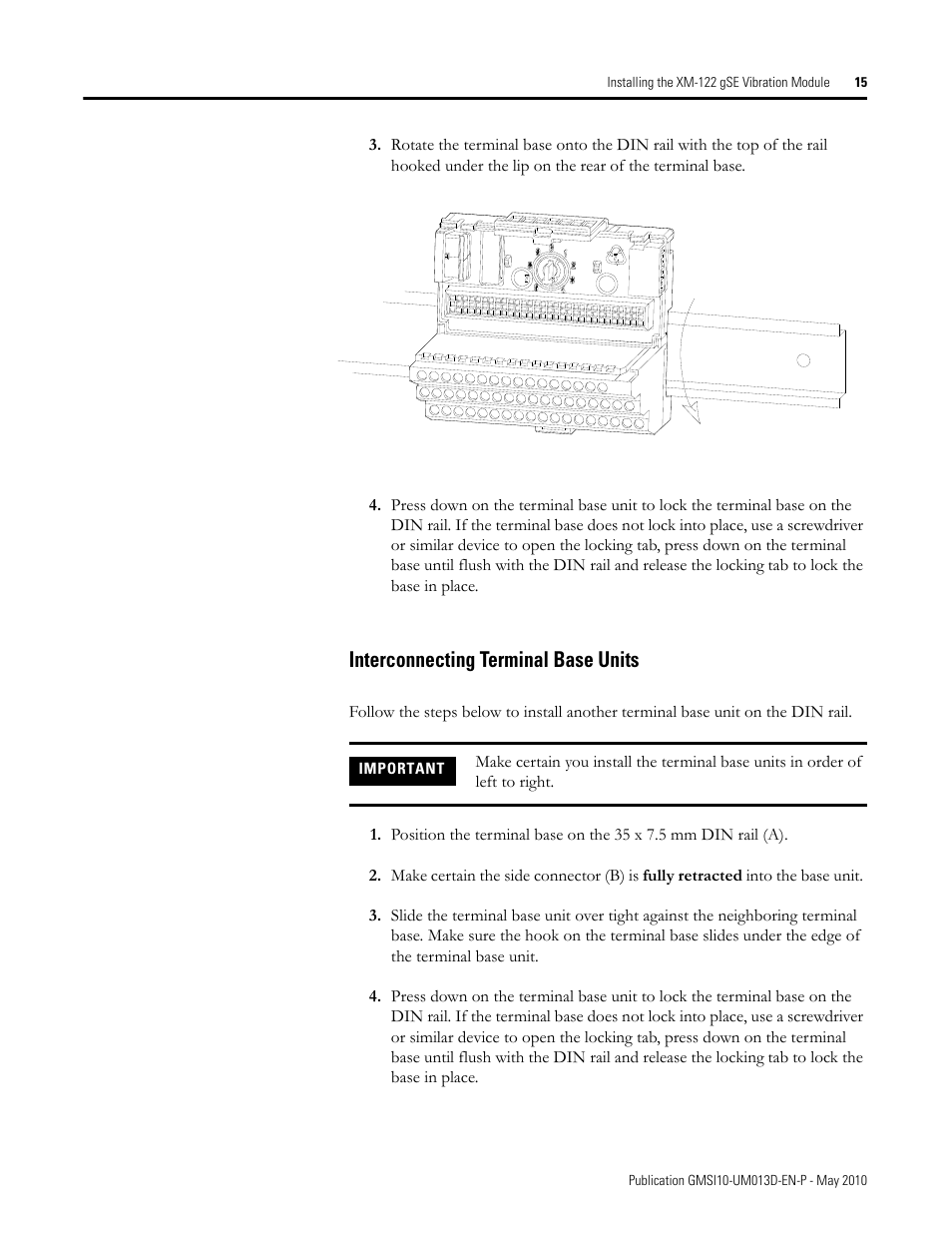Interconnecting terminal base units | Rockwell Automation 1440-VSE02-01RA XM-122 gSE Vibration Module User Manual | Page 25 / 216