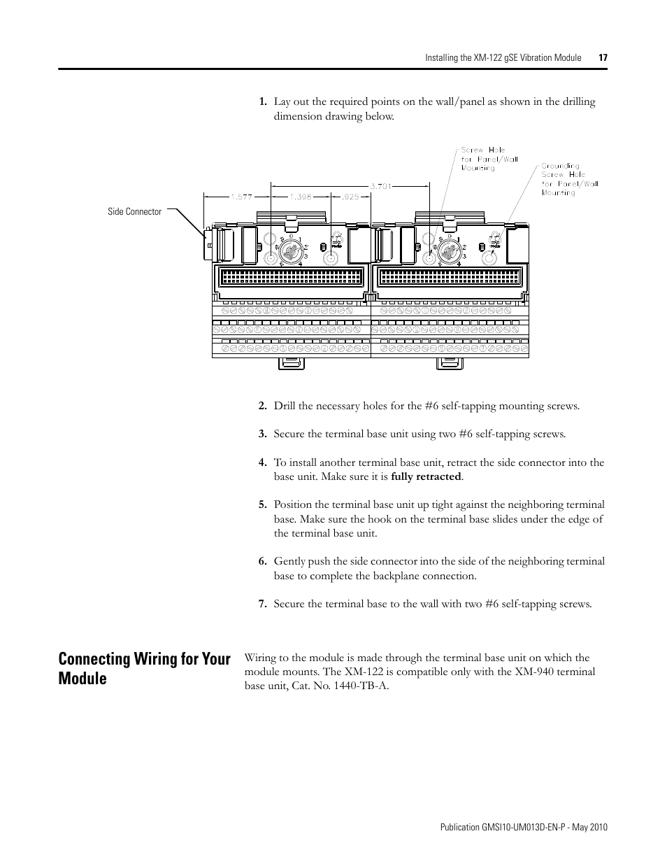 Connecting wiring for your module | Rockwell Automation 1440-VSE02-01RA XM-122 gSE Vibration Module User Manual | Page 27 / 216