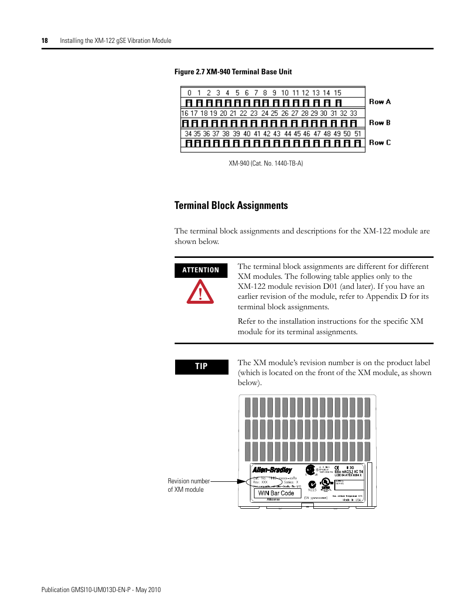 Terminal block assignments | Rockwell Automation 1440-VSE02-01RA XM-122 gSE Vibration Module User Manual | Page 28 / 216