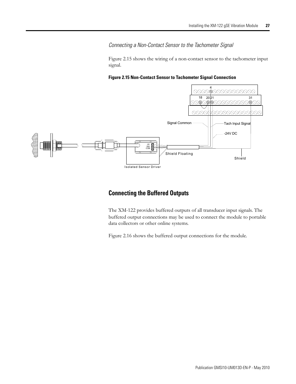 Connecting the buffered outputs | Rockwell Automation 1440-VSE02-01RA XM-122 gSE Vibration Module User Manual | Page 37 / 216