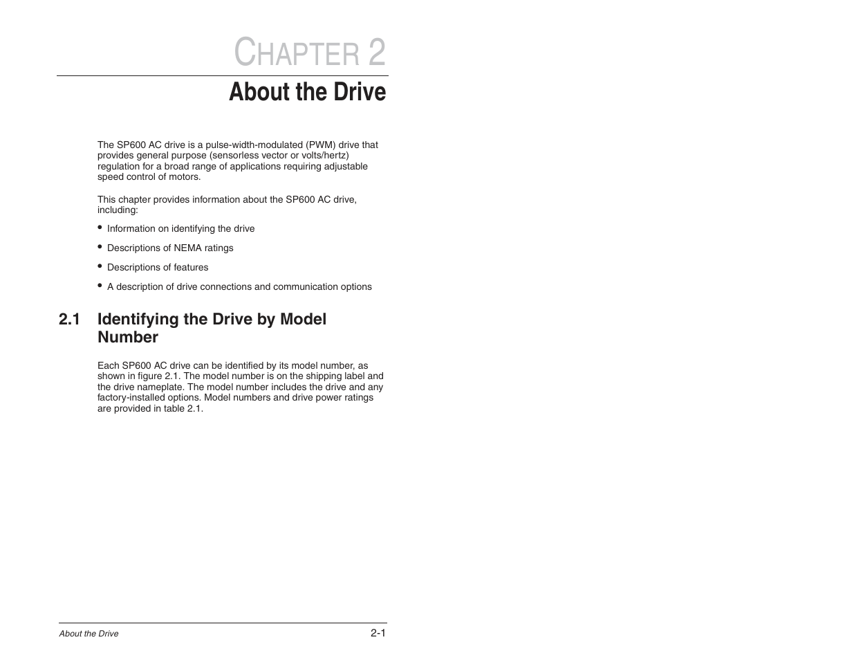 Hapter, About the drive | Rockwell Automation SP600 User Manual Version 3.0 User Manual | Page 15 / 274